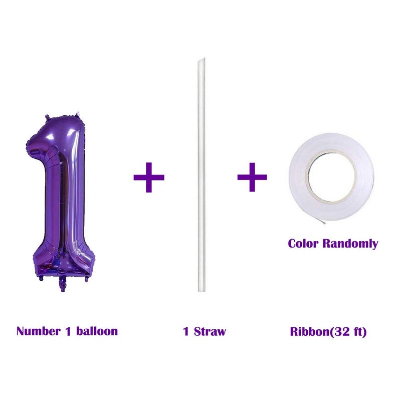 MoMo Balloon 40 Inch Jumbo Purple Number 1 Balloon Giant Balloons Prom Balloons Helium Foil Mylar Huge Number Balloons for Birthday Party Decorations/Wedding/Anniversary - Image 3